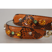 Dolce & Gabbana Chic Orange Leather Bag Strap with Gold-Tone Clasps