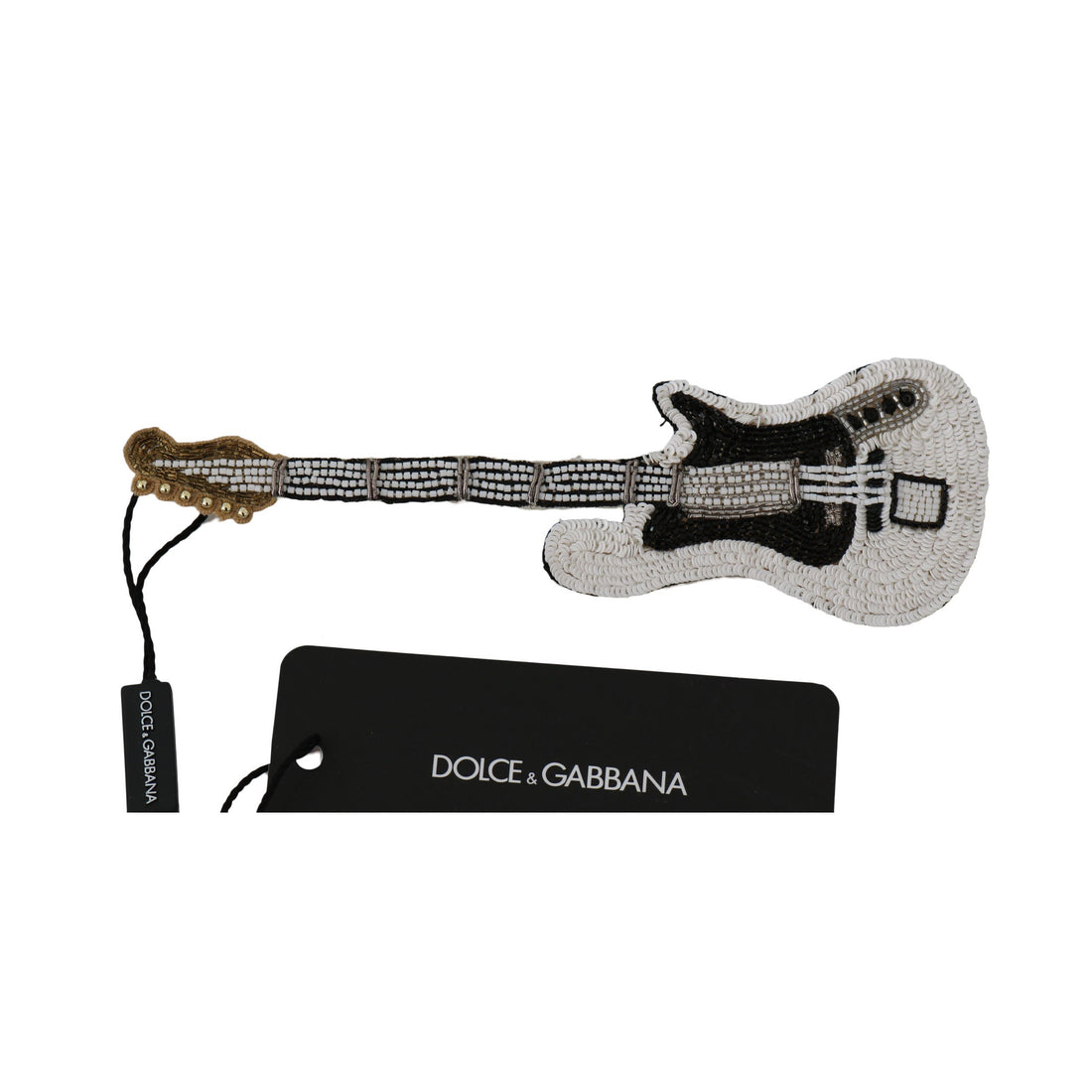 Dolce & Gabbana Gold Sequined Guitar Pin Brooch