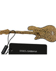 Dolce & Gabbana Gold Sequined Guitar Pin Brooch