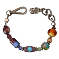 Dolce & Gabbana Multicolor Beaded Silver Chain Bracelet