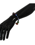 Dolce & Gabbana Multicolor Beaded Silver Chain Bracelet
