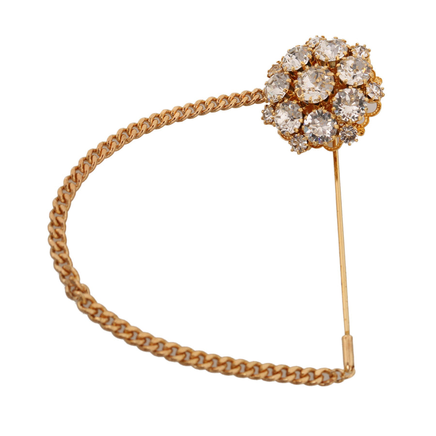 Dolce & Gabbana Exquisite Crystal-Embellished Gold Brooch