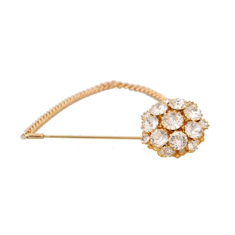 Dolce & Gabbana Exquisite Crystal-Embellished Gold Brooch