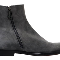 Dolce & Gabbana Elegant Gray Chelsea Leather Boots