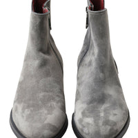 Dolce & Gabbana Elegant Gray Chelsea Leather Boots