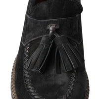 Dolce & Gabbana Elegant Black Suede Espadrilles Sneakers