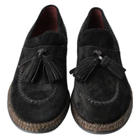 Dolce & Gabbana Elegant Black Suede Espadrilles Sneakers