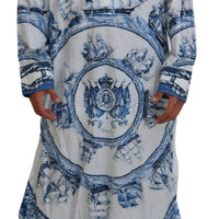 Dolce & Gabbana Majestic Blue Cotton-Silk Thobe Robe