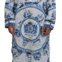 Dolce & Gabbana Majestic Blue Cotton-Silk Thobe Robe