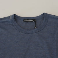 Dolce & Gabbana Silken Blue Crewneck Tee – A Touch of Elegance