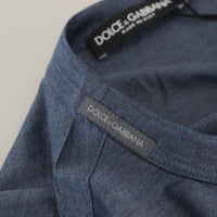 Dolce & Gabbana Silken Blue Crewneck Tee – A Touch of Elegance