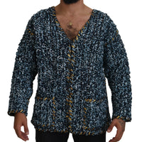 Dolce & Gabbana Elegant Blue V-Neck Cardigan Sweater