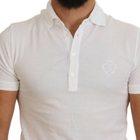 Dolce & Gabbana Elegant White Cotton Blend Polo