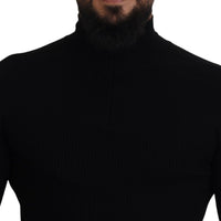 Dolce & Gabbana Elegant Black Wool Half Zip Turtleneck Sweater