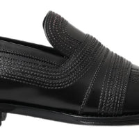 Dolce & Gabbana Elegant Black Leather Slipper Loafers