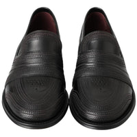 Dolce & Gabbana Elegant Black Leather Slipper Loafers