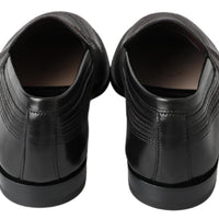 Dolce & Gabbana Elegant Black Leather Slipper Loafers