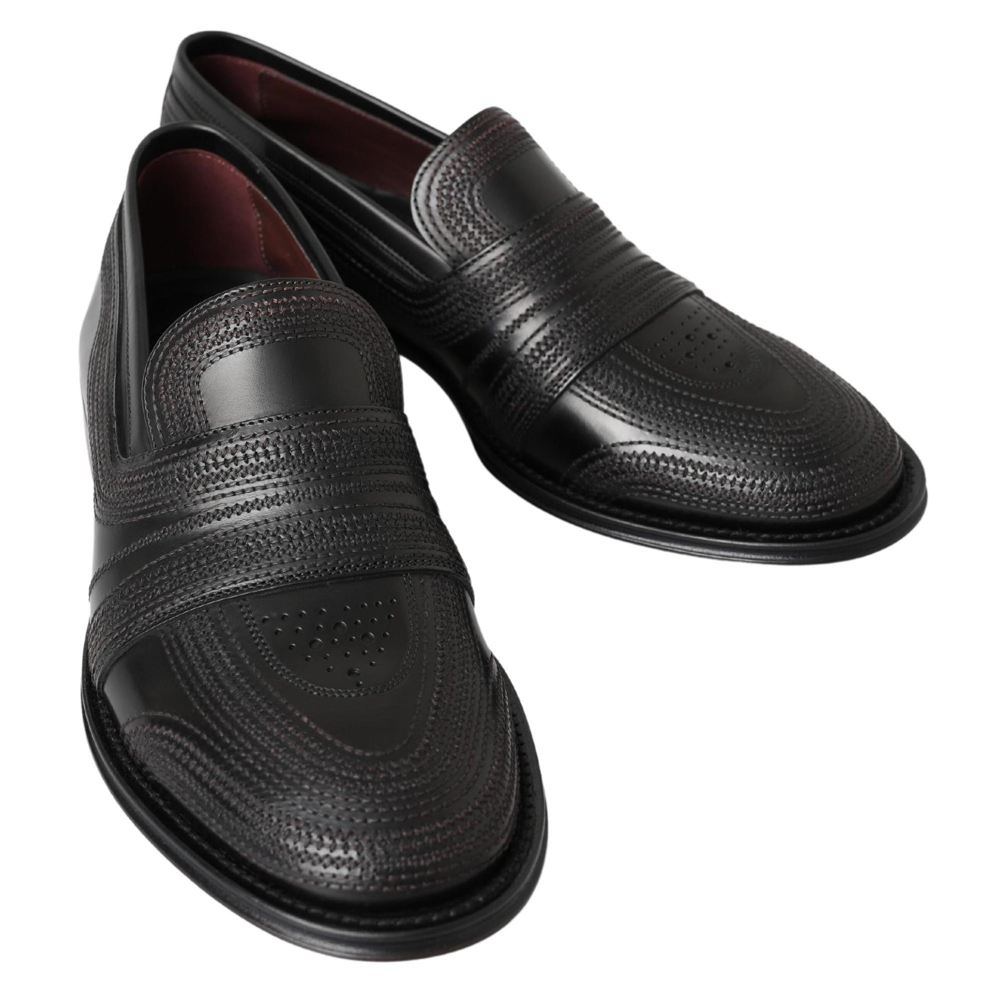 Dolce &amp; Gabbana Elegant Black Leather Slipper Loafers