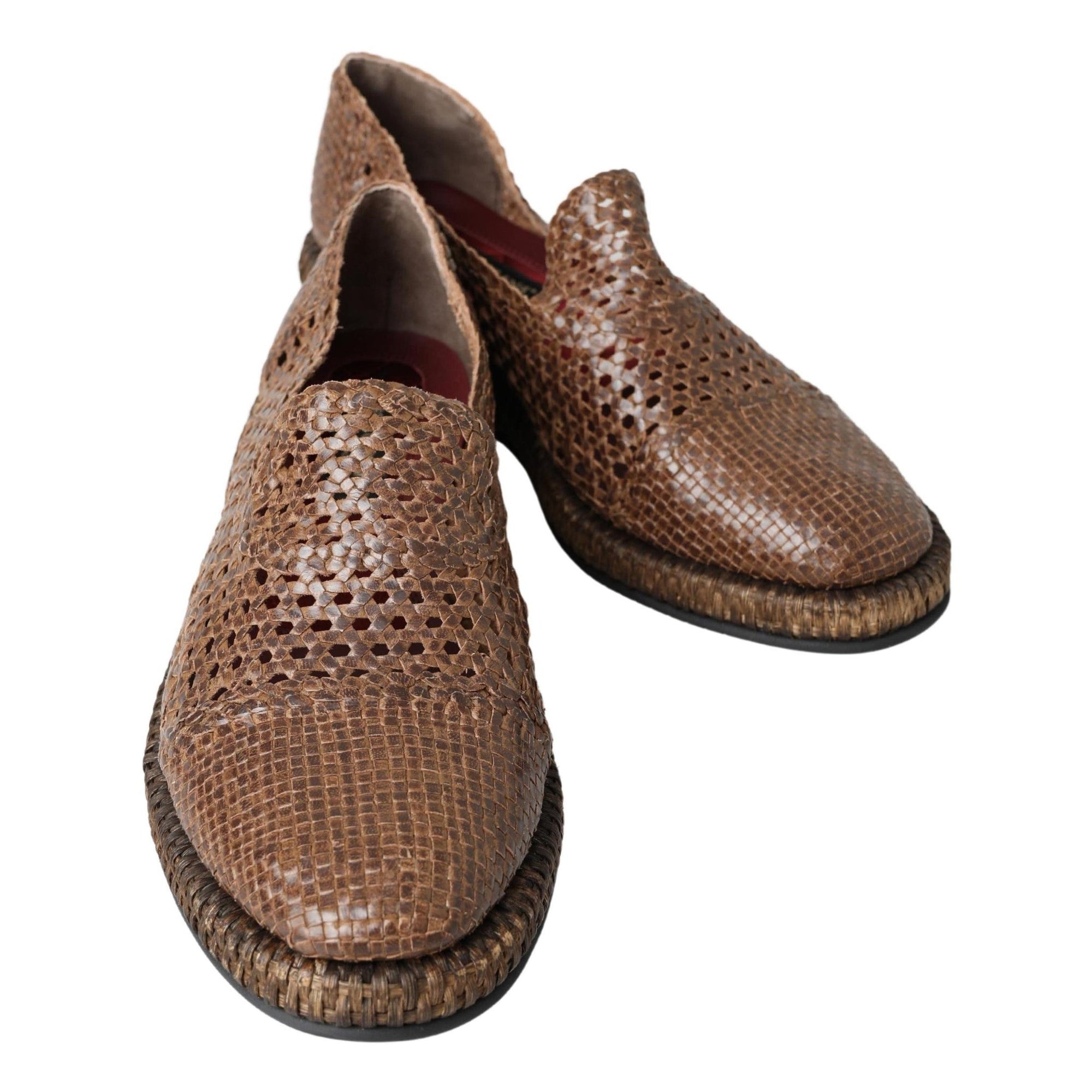 Dolce &amp; Gabbana Elegant Leather Slipper Loafers in Brown