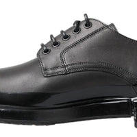 Dolce & Gabbana Elegant Derby Lace-Up Leather Shoes in Black