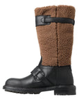Dolce & Gabbana Black Shearling Leather Long Boots