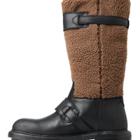 Dolce & Gabbana Black Shearling Leather Long Boots