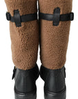Dolce & Gabbana Black Shearling Leather Long Boots