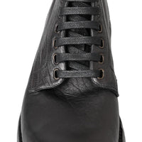 Dolce & Gabbana Equisite Black Lace-Up Leather Boots