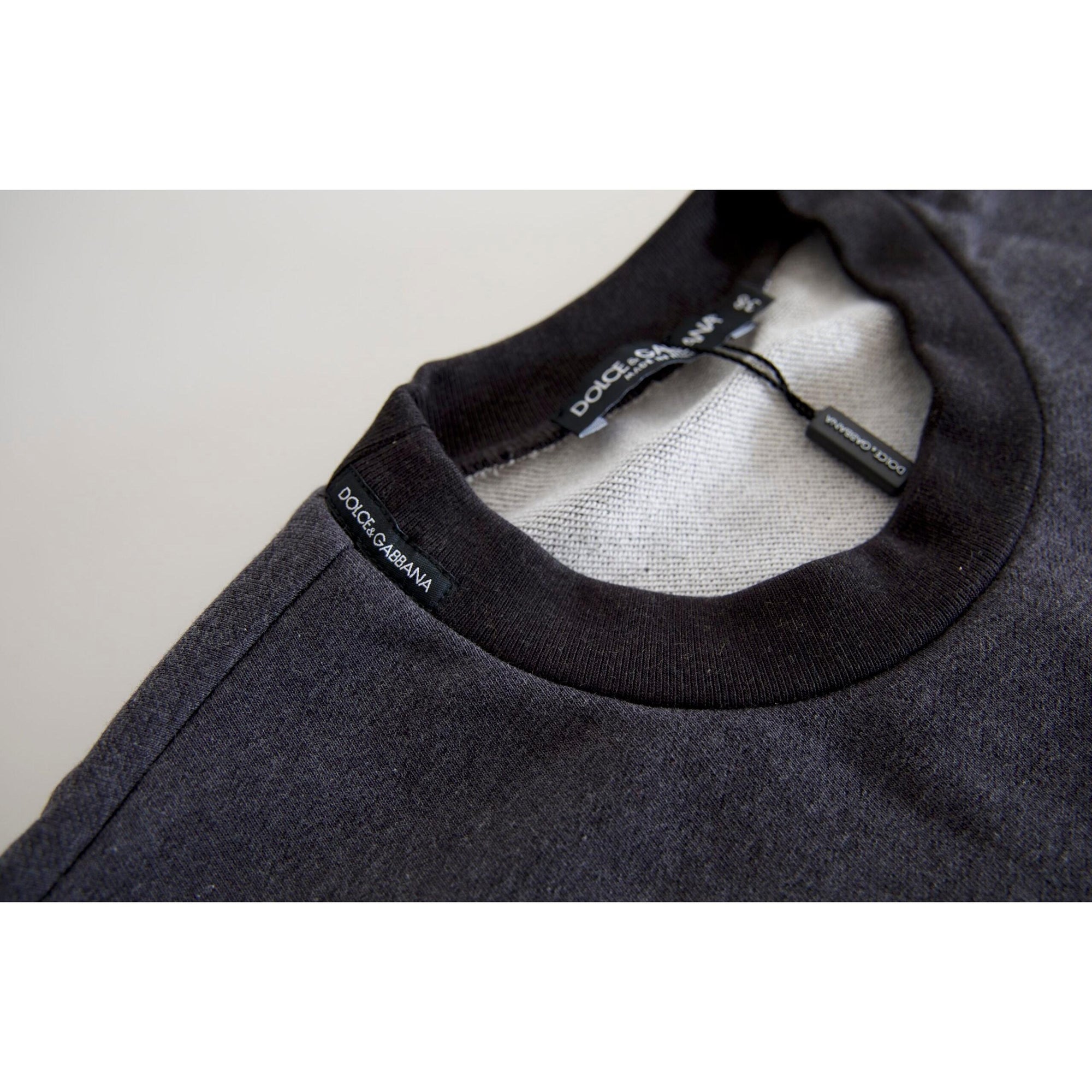Dolce &amp; Gabbana Elegant Dark Gray Crew Neck Sweater