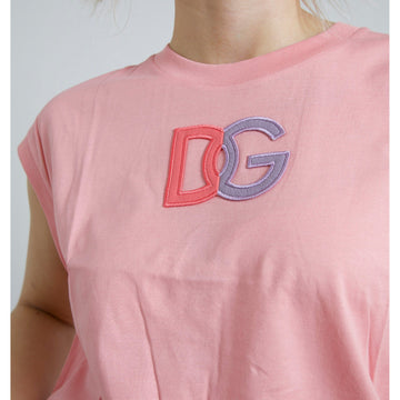 Dolce & Gabbana Elegant Pink Cotton Crew Neck Tank Top