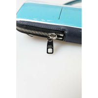 Dolce & Gabbana Elegant Leather Crossbody Phone Bag in Blue & White