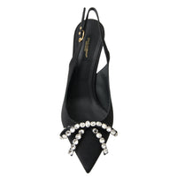 Dolce & Gabbana Embellished Black Slingback Heels Pumps