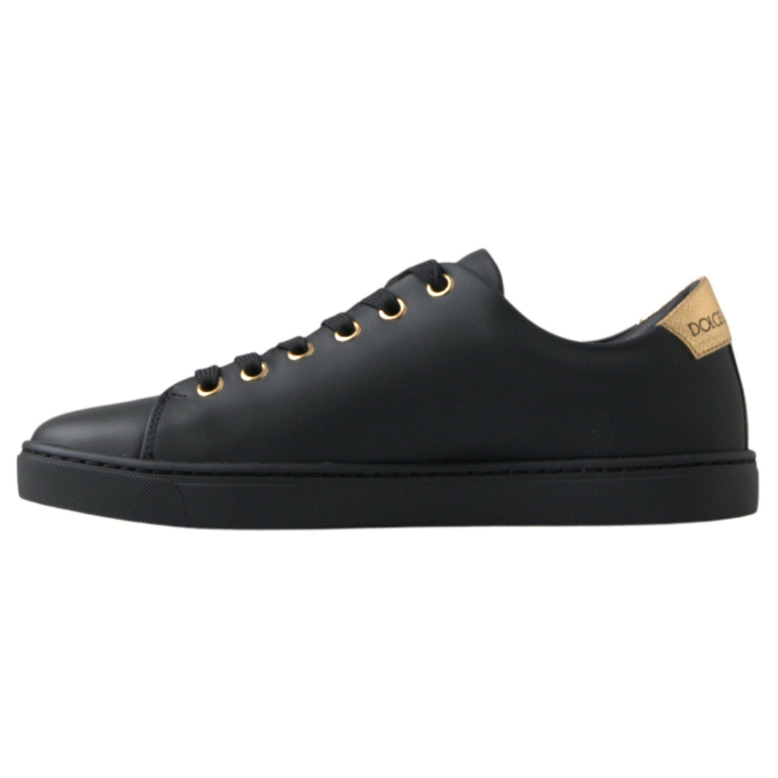 Dolce & Gabbana Black Gold Leather Classic Sneakers