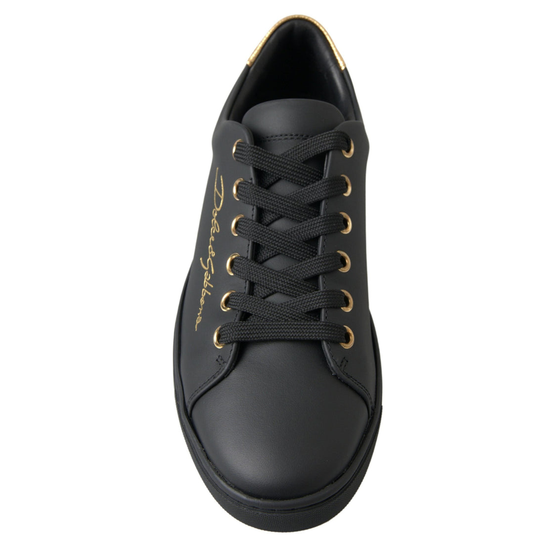 Dolce & Gabbana Black Gold Leather Classic Sneakers