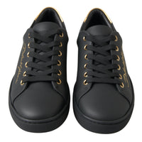 Dolce & Gabbana Black Gold Leather Classic Sneakers