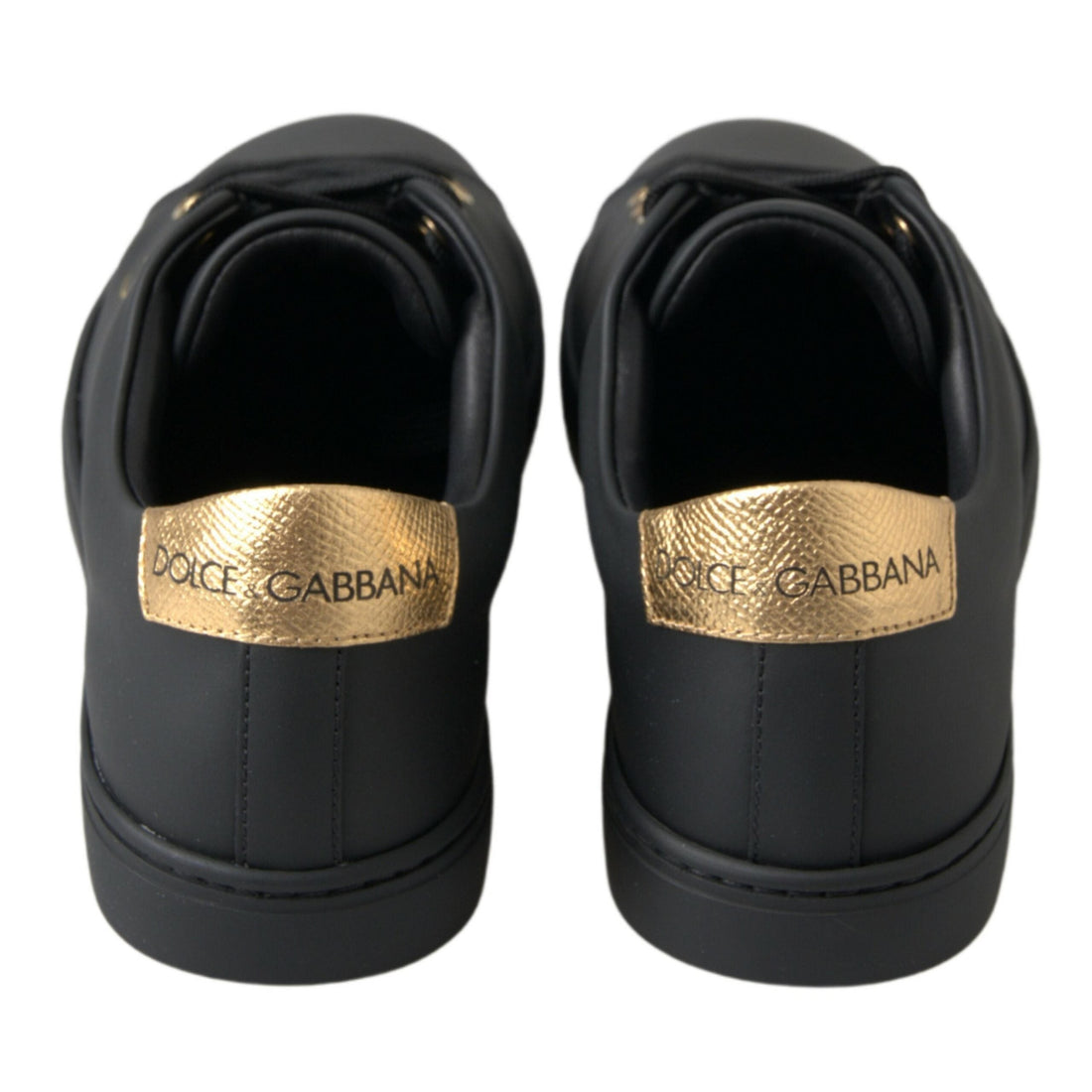 Dolce & Gabbana Black Gold Leather Classic Sneakers