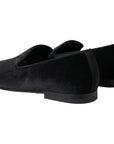 Dolce & Gabbana Elegant Velvet Black Loafers for Men