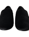 Dolce & Gabbana Elegant Velvet Black Loafers for Men