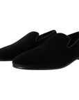 Dolce & Gabbana Elegant Velvet Black Loafers for Men