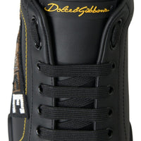 Dolce & Gabbana Elegant Portofino Leather Sneakers - Black Multicolor