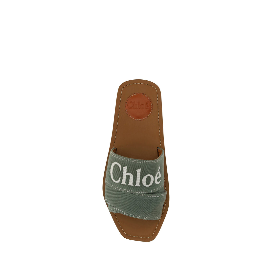 Chloé Elegant Forest Green Cotton Slides