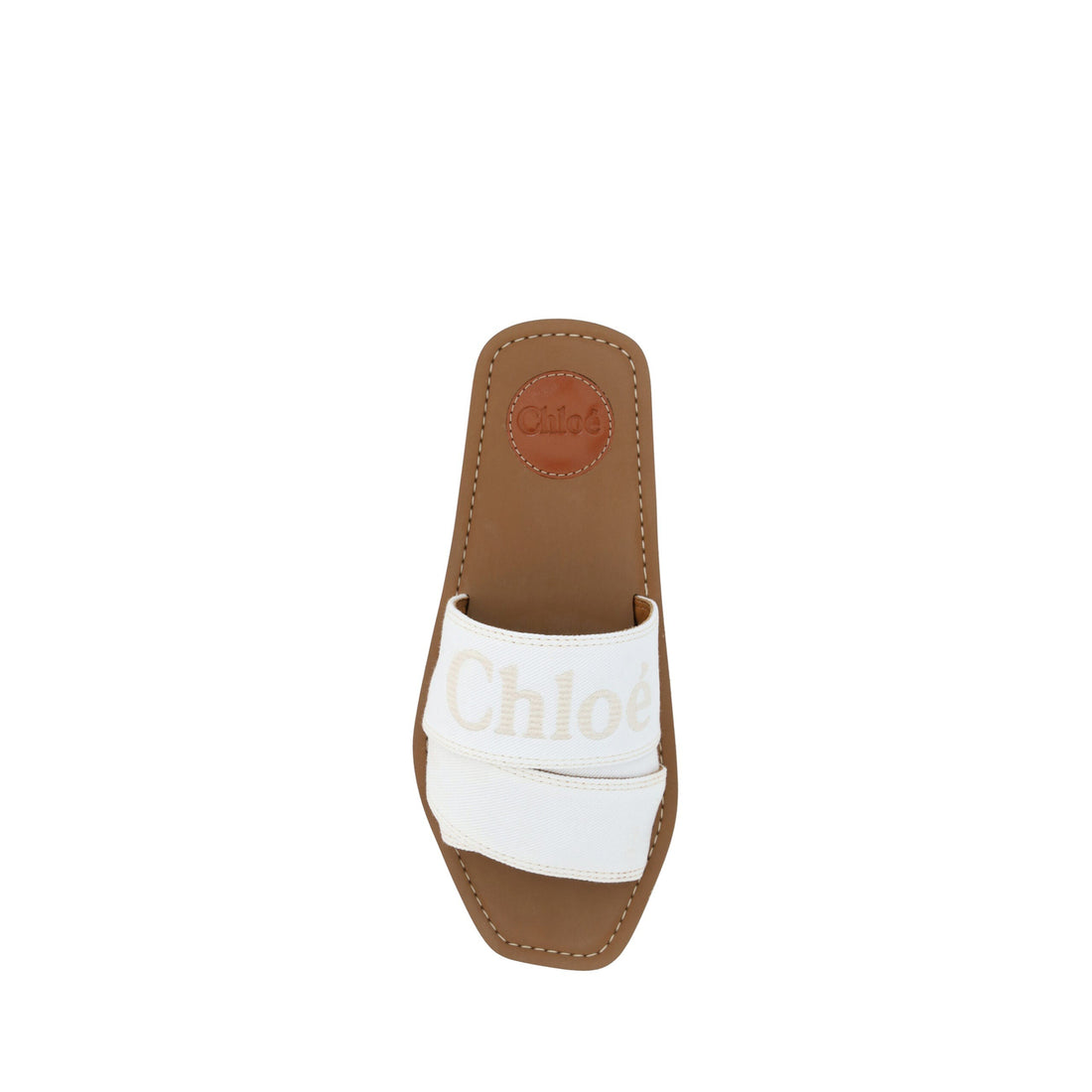 Chloé Elegant White Cotton Slide Sandals