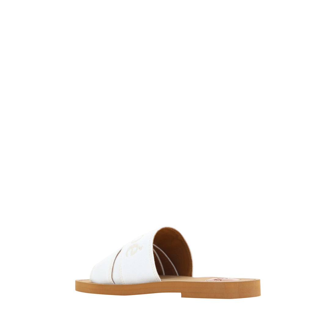 Chloé Elegant White Cotton Slide Sandals