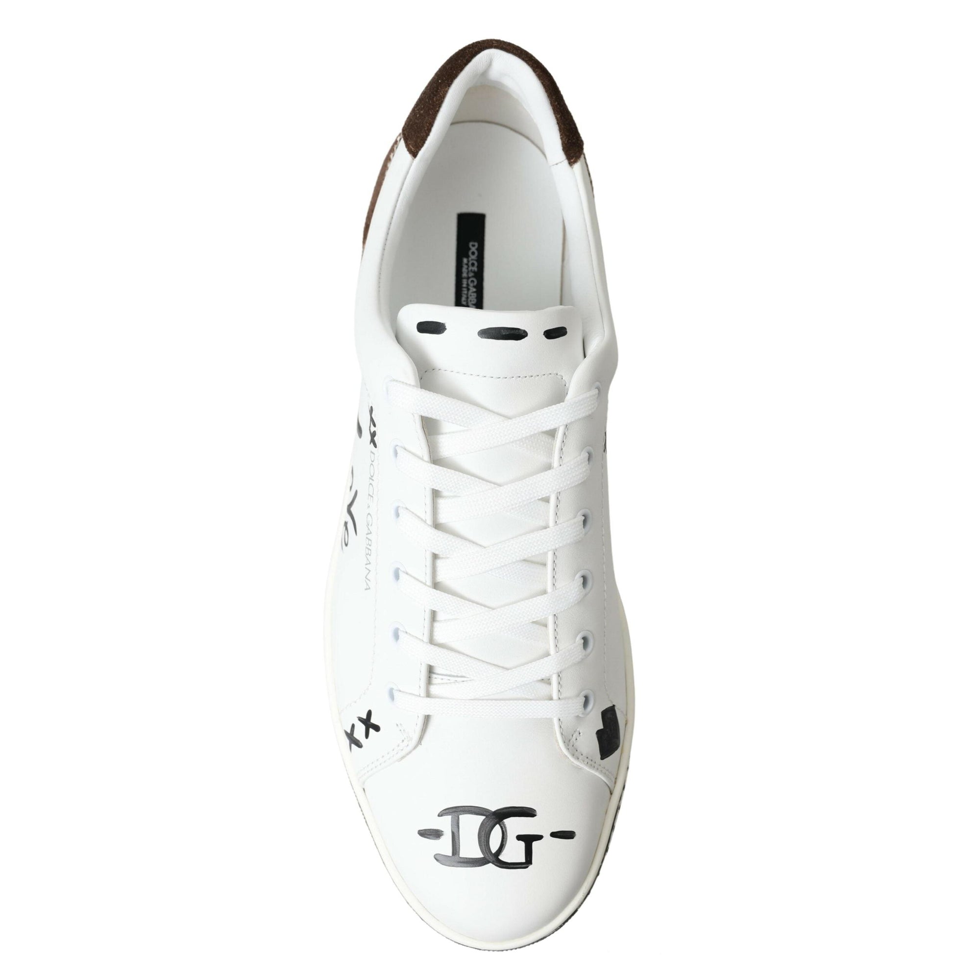Dolce &amp; Gabbana Sleek White Leather Casual Sneakers