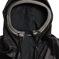 Dolce & Gabbana Elegant Black Leather Bomber Jacket