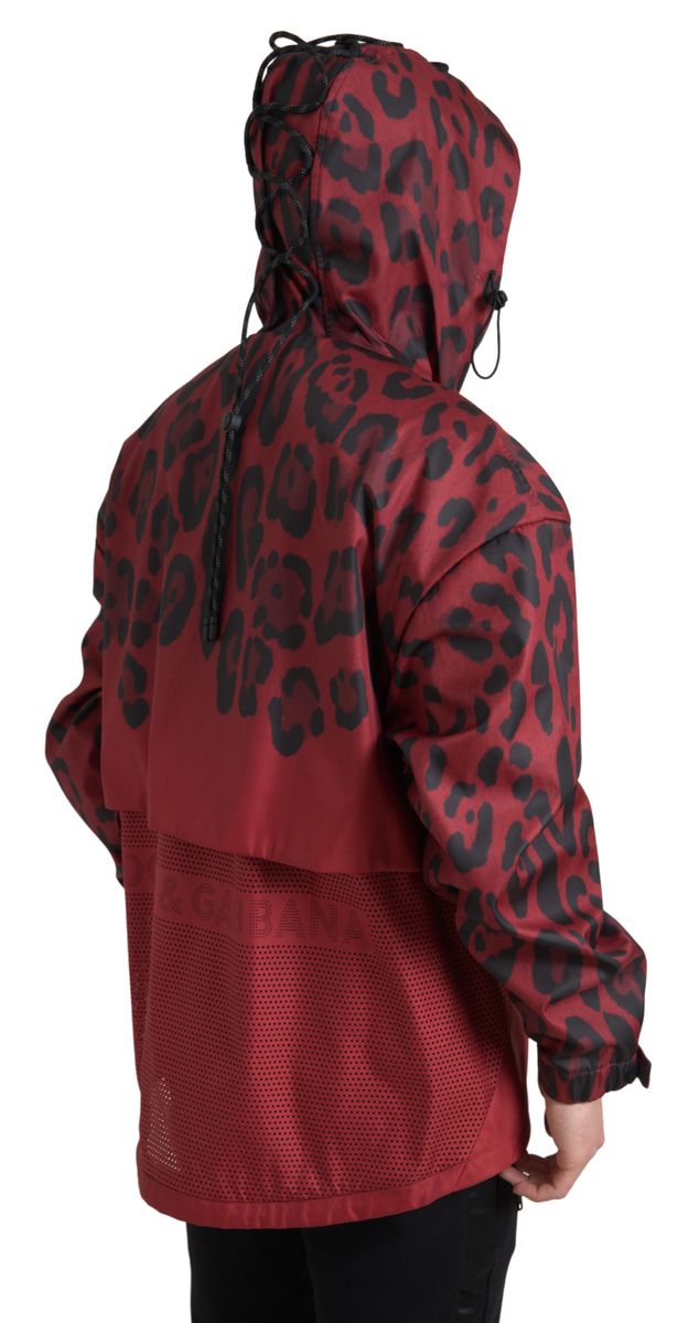Dolce &amp; Gabbana Radiant Red Leopard Print Hooded Jacket