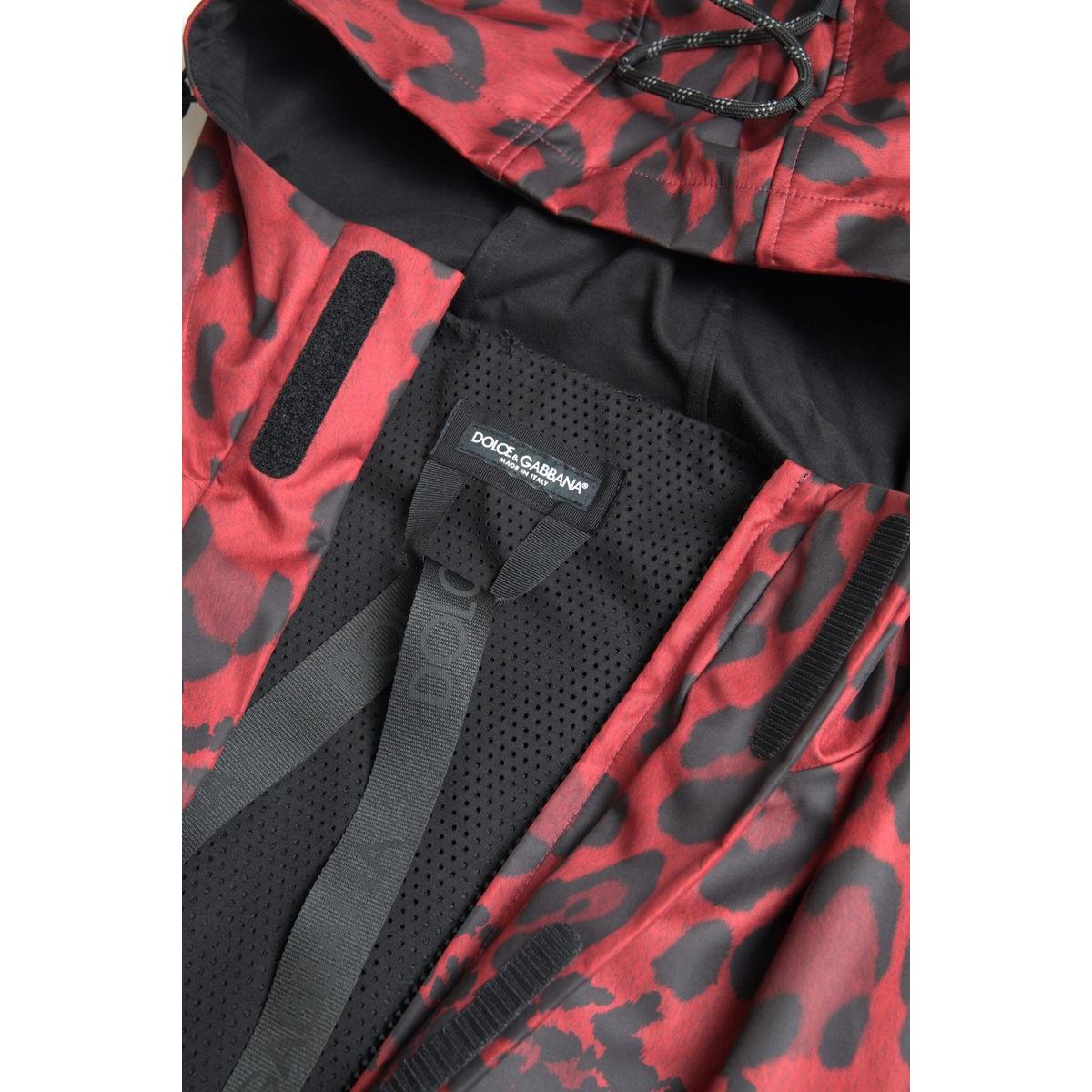 Dolce &amp; Gabbana Radiant Red Leopard Print Hooded Jacket