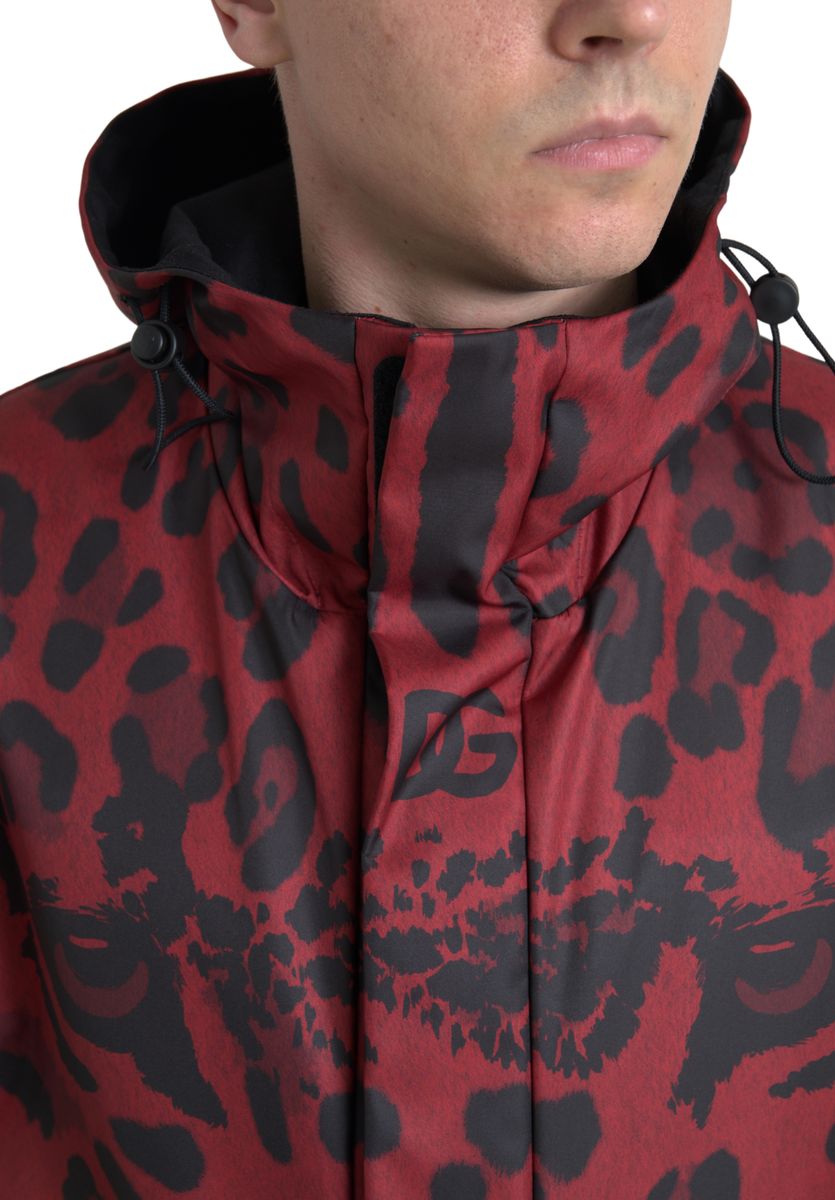 Dolce &amp; Gabbana Radiant Red Leopard Print Hooded Jacket