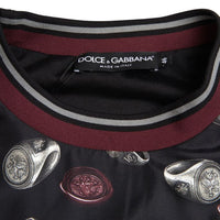 Dolce & Gabbana Elegant Silk Crewneck Pullover - Black Multicolor