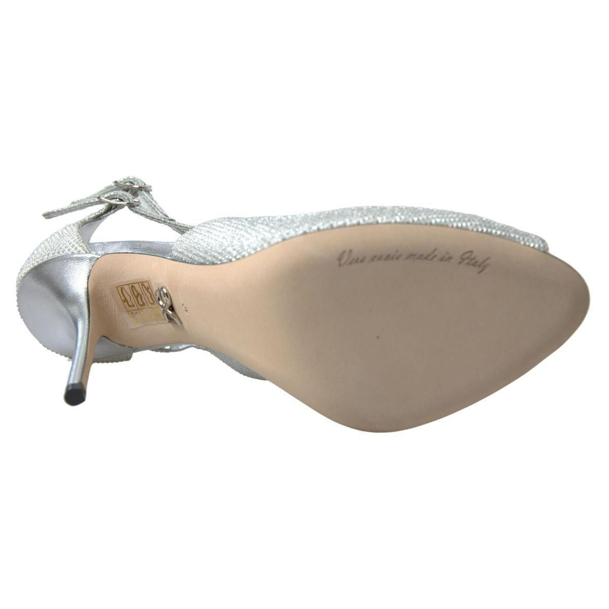 Dolce &amp; Gabbana Elegant Shimmering Silver High-Heeled Sandals
